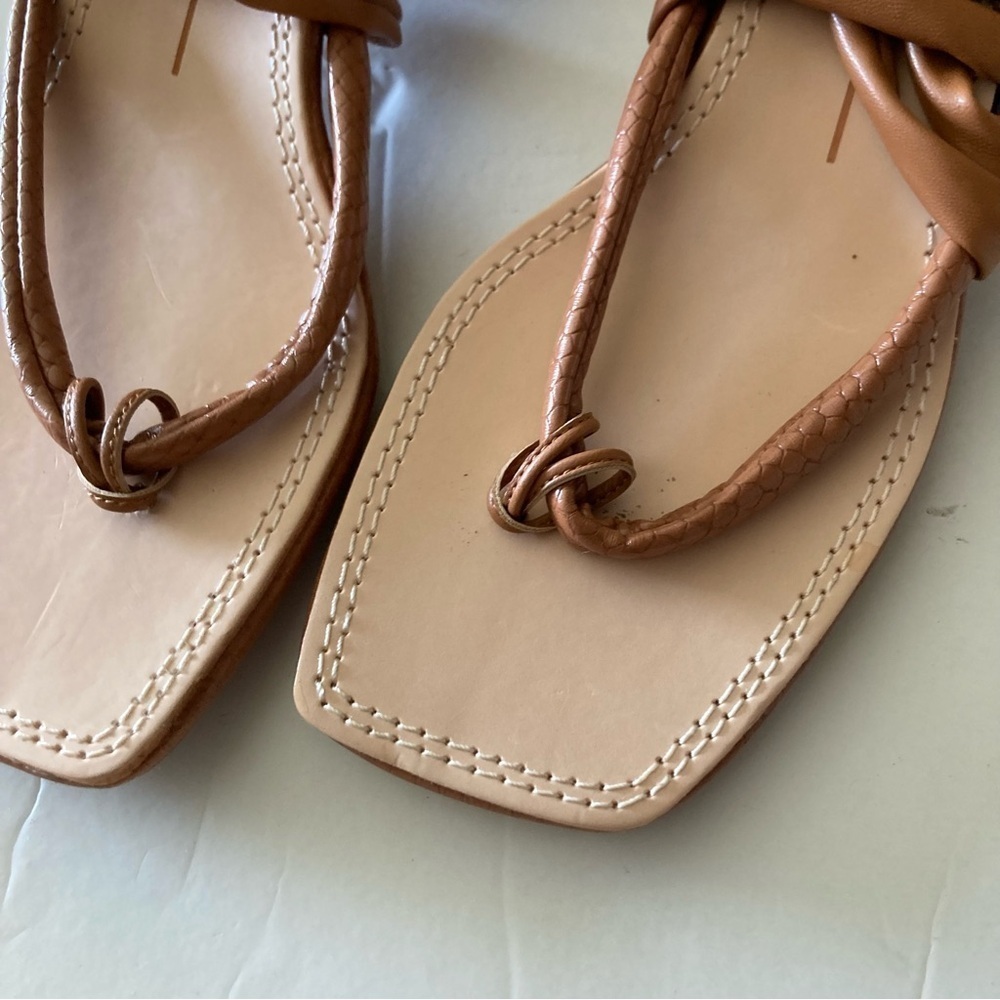 Dolce Vita Anthropologie Jorry Cedar Leather Tie Up Strappy Sandals - Picture 2 of 4
